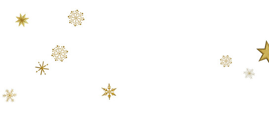 Banner with golden decoration. Festive border with falling glitter dust and stars.