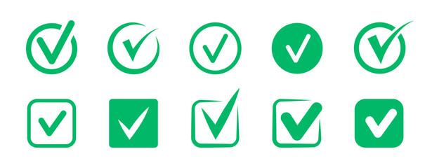 Check mark icon set. Profile verification check marks icon. Approved symbol. Vector illustration.
