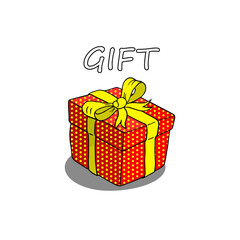 A box with a gift. Holiday packages. Vector illustration. The symbol of the new year and Christmas. Icon of the holiday. Birthday gift. Packaging, container, gift. Hand drawn Doodle Sketch