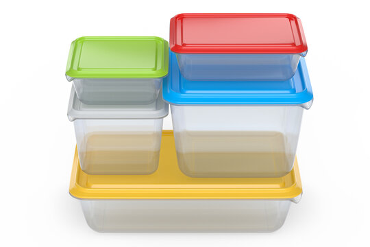Set of food container for storing dishes, product tray box on white background