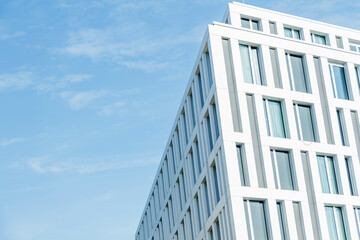 Modern office building on a blue sky background