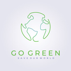 go green, saving the world logo icon template vector illustration design