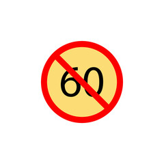 Forbidden speed 60 icon can be used for web, logo, mobile app, UI, UX