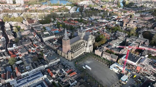 's-Hertogenbosch, Sint-Janskathedraal and the parade square, city unofficially called Den Bosch capital of the province of North Brabant. The Netherlands. Historic center fortified city wall skyline.