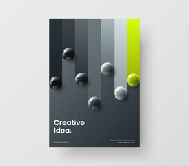 Amazing book cover A4 vector design layout. Modern 3D spheres placard template.