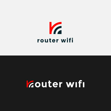 Logo letter r wifi, concept of initial r and symbol wifi simple and modern design.