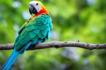 Schilderijen op glas a colorful cacadu parrot sitting on a branch © Paulina