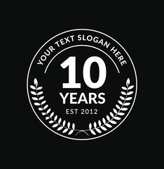 10 years anniversary logo template. Vector and illustration.