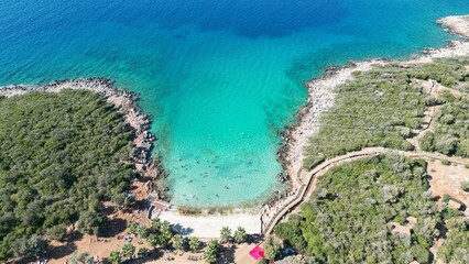 Naklejka na ściany i meble Aerial view of the Sedir Island in Marmaris, Mugla, Turkey. September 2022