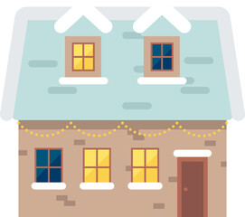 Christmas house winter flat illustration