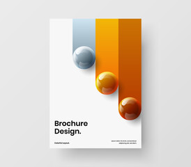 Original leaflet A4 design vector template. Multicolored 3D spheres corporate brochure concept.