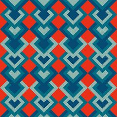 Seamless Groovy aestethic pattern with triangles in the style of the 70s and 60s. Vector illustration