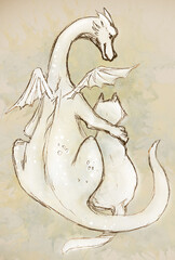 Lovely dragons. On a beige background.