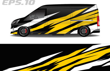 Camper van wrap design vector for vehicle vinyl stickers and automotive decal livery