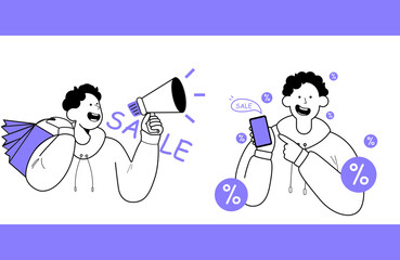  shopping character vector illustration sale offers