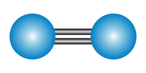 Nonpolar covalent double bond of O2. Scientific vector illustration isolated on white background.