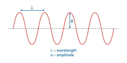 the basic properties of waves. parts of a wave. vector illustration - obrazy, fototapety, plakaty