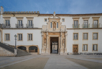 Fototapeta na wymiar Porta Ferrea (Iron Gate) at University of Coimbra Courtyard - Coimbra, Portugal