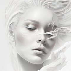 close up white portrait of a woman