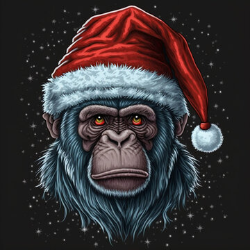 Black Christmas Ape, made by AI, k&uuml;nstliche Intelligenz