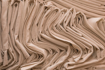 Fototapeta premium Folded color tablecloth clean laying banquet serviette pile napkin pack design group many