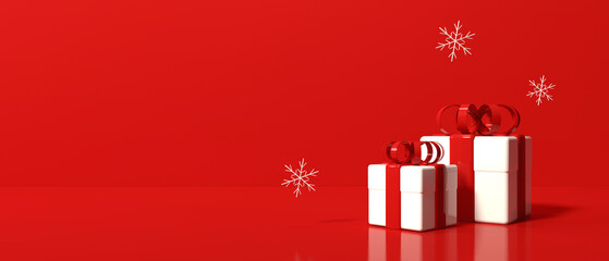 Christmas gift boxes with ribbons - 3D render