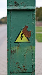 Antique lightning switchboard on a yellow background