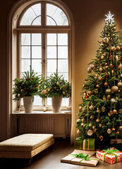 Fototapeta na wymiar christmas tree in the interior