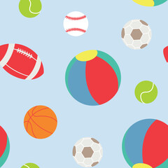 seamless pattern of different sport balls