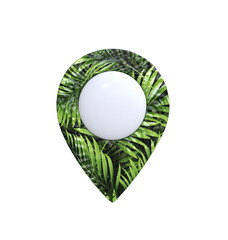 Pin location with green zone design. Floral design. 3d illustration