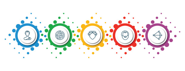 editable thin line icons with infographic template. infographic for greece concept. included alexander the great, labyrinth, muse, aristotle, artemis icons.