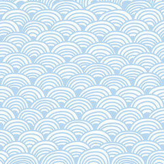 seamless pattern japan style with blue waves