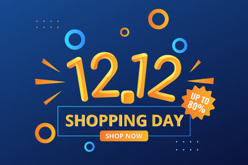 12.12 shopping day sale banner with geometric shapes design