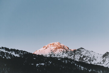 Snow Mountain and sunset