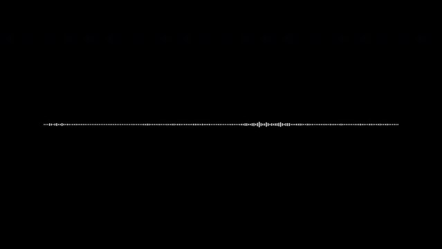 Minimal Audio wavefrom. Abstract music or sound waves oscillation. Black and white audio visualizer. Background for a phone call interception recording, voice recording, podcast, audiobook, karaoke.