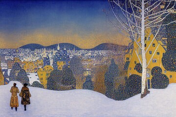 winter landscape with horses