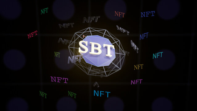 Soulbound wallet in the center of all connected NFTs. A white paper soul-bound-token SBT technology can&rsquo;t be transferred once received.	