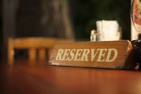 Wooden Reserved Signs for Tables in restaurant. Rustic Real Table Signs with Sign Holders for Weddings, Special Events or Restaurant Use private, preparation for customer