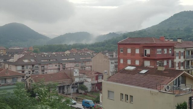 Views of a sunset in the Catalan city of Olot