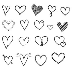 18x Herzen Liebe Hochzeit Valentinstag - Love - Icons Zeichen Symbole Sketchnotes Doodles - handgemalt 