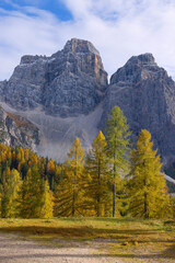 View of Monte Pelmo in autumn, Dolomites mountains, Italy, Europe