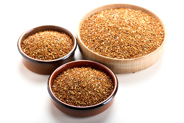 dried grains bird food. Red millet grain.