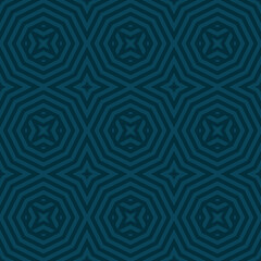 Obraz premium Vector geometric line seamless pattern. Abstract background in dark color. Retro vintage style graphic texture with concentric stripes, lines, repeat tiles. Subtle creative design for decor, fabric