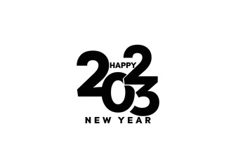 Happy New Year 2023 text design. Cover of business diary for 2023 with wishes. Brochure design template, card, banner. Vector illustration. Isolated on white background.