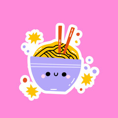 Comics drawing plates Japanese noodles. Vector hand drawn isolated illustration for t-shirts, postcards, posters, prints. Cartoon kawaii journal sticker.
Fast food isolated illustration