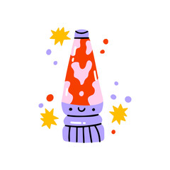 Cute funny lava lamp t-shirt print design. Vector hand drawn isolated illustration for t-shirts, postcards, posters, prints.
Neon fluid melting bubbles in retro style. Lights for room aesthetic 