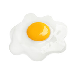 Tasty fried chicken egg isolated on white