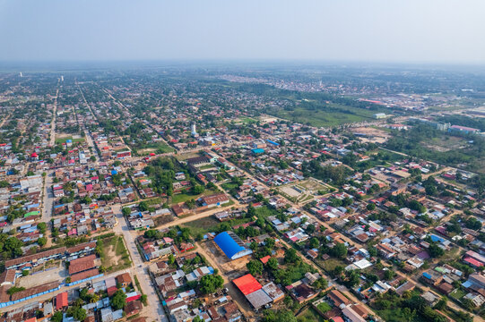 Aerial view of the city of Pucallpa, capital of the province of Ucayali.