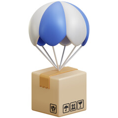 Parachute Box Package 3D Illustration