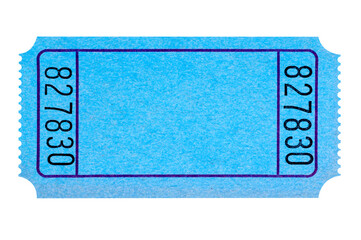 Blank blue ticket stub movie cinema raffle isolated transparent background photo PNG file
